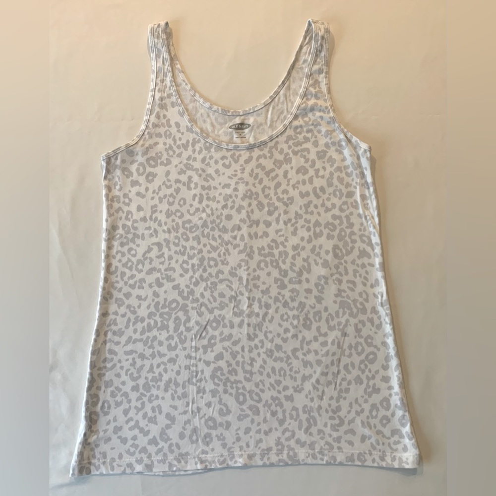 Old Navy • Gray & White Cheetah Print Cotton Tank Shirt • Women’s Medium